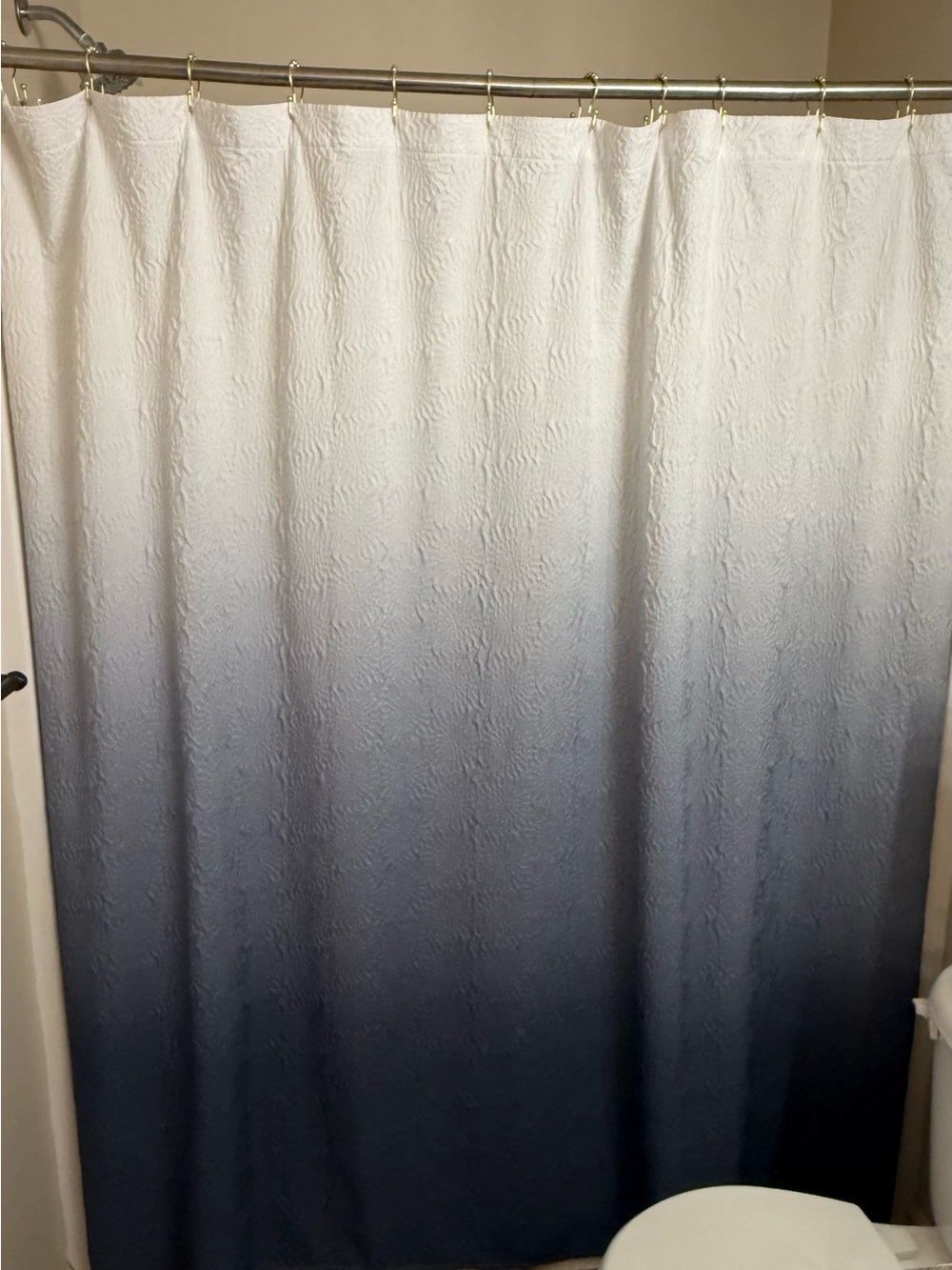 DKNY White to Navy Ombre Shower Curtain